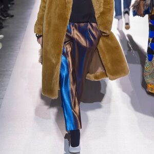 Dries Van Noten Metallic Blue Two Tone Lame Trousers